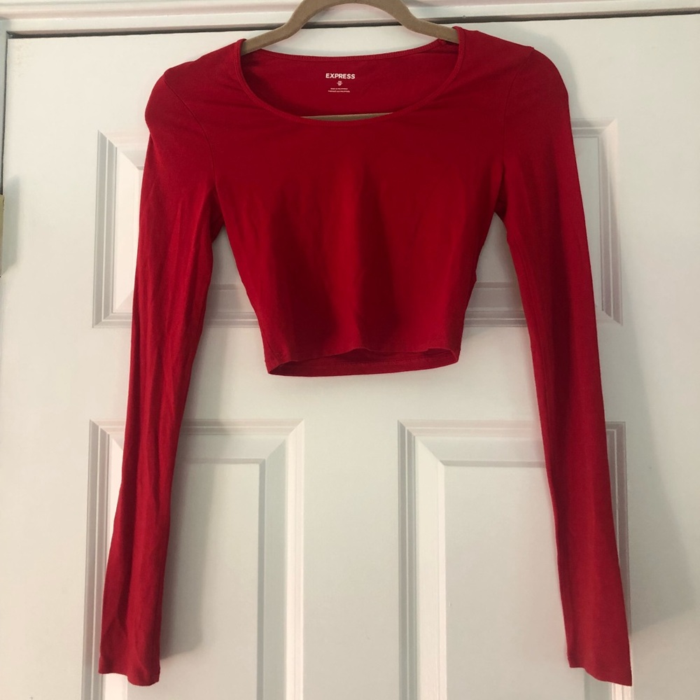 Express long sleeve red crop top